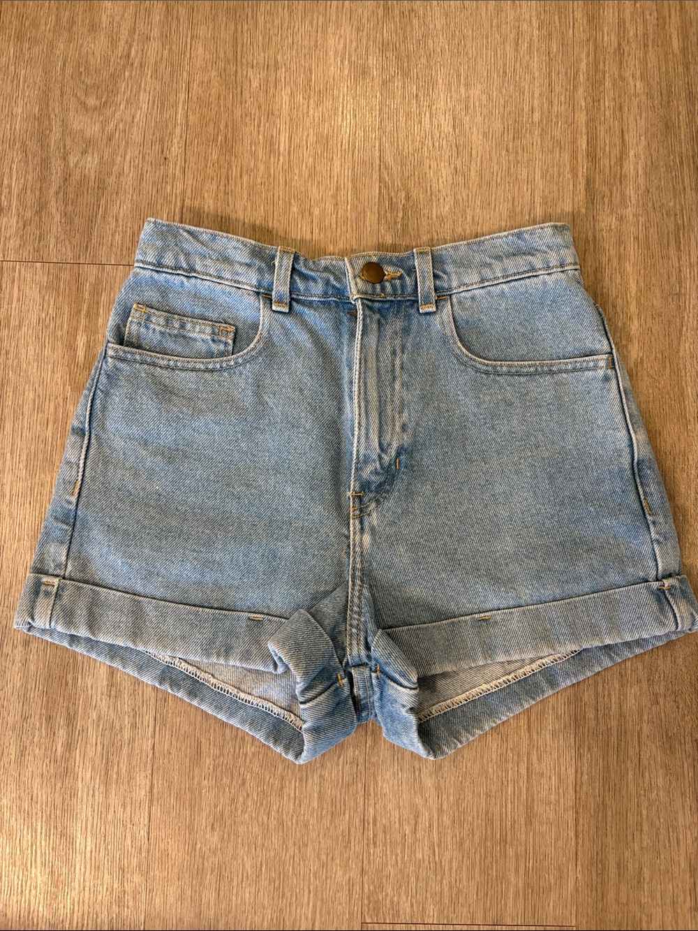 American Apparel Light Blue High Waisted Denim Shorts Size 25